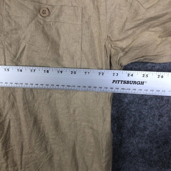 Trust Shirt Men's XL Short Sleeve Button Linen Rayon Blend Casual Adult Tan - Picture 5 of 9